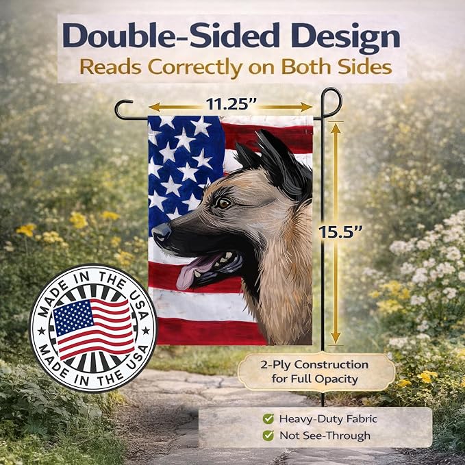 Caroline's Treasures CK6598GF Kunming Wolfdog American Flag Garden Flag Mailbox Flag Decorative Yard Flag Banner Outside Patio Artwork Yard Flower Beds, Garden Size, Multicolor