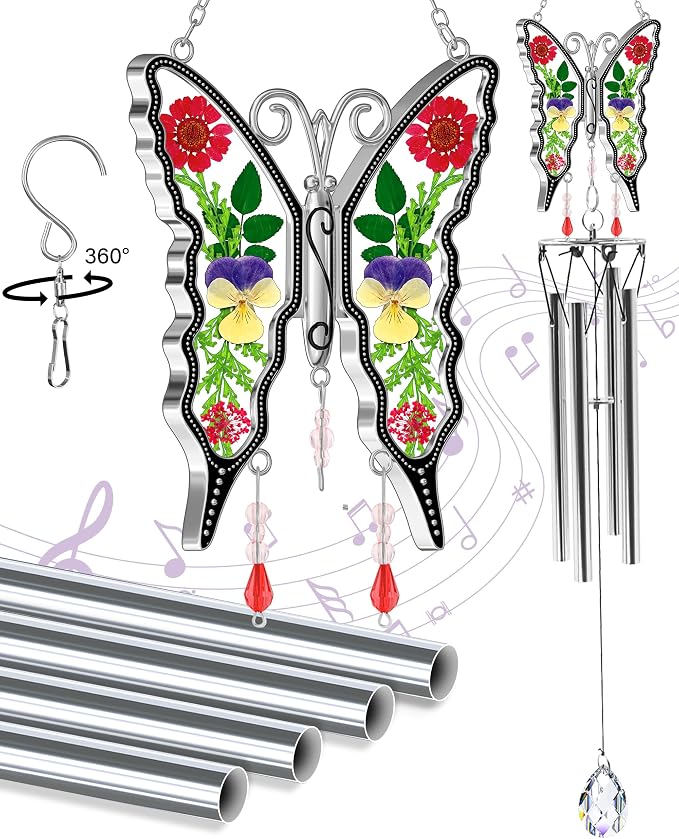 KY&BOSAM Butterfly Wind Chimes for Outside Memorial Sympathy Gifts 20" Memorial Wind Chime for Loss of Loved One Butterfly Sympathy Wind Chimes Remembrance Condolence Bereavement Gift for Loss of Mom