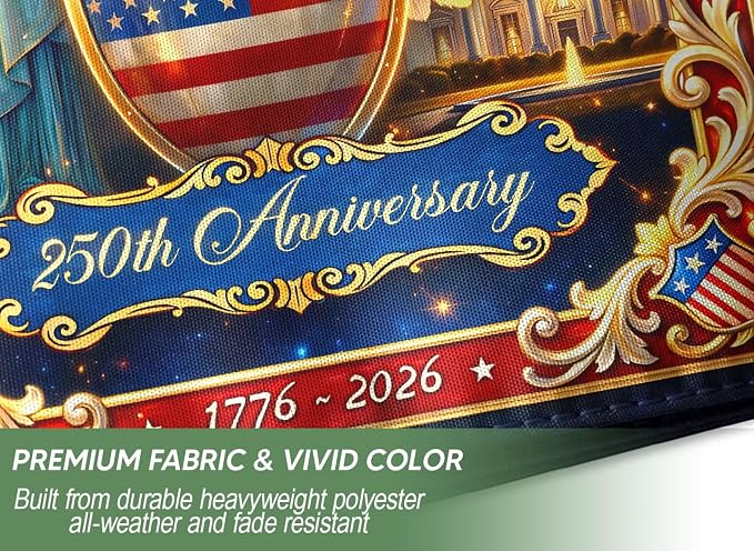 250 Year American Anniversary Flag, 250th Anniversary Patriotic Design, Banner Commemorative Outside Decoration, 250 Years Of Freedom Flag, Garden Flags For Outside 8 (12x18 Inch)