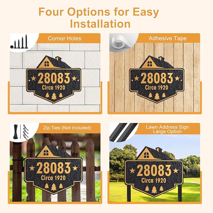 Personalized Address Plaque,Custom Address Sign for House,Home,Street, Yard, Garden,Apartment,Hotel,Office,Driveway Outside House Number Sign,STYLE 5