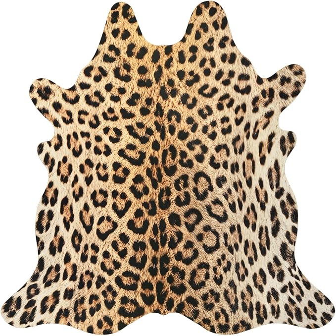 BENRON Leopard Rug, Animal Print Rug for Living Room Bedroom 6.2x7ft | Western Faux Cheetah Print Rug, Animal Skin Carpets, Non-Slip Throw Rug for Home Decor, Black and Brown