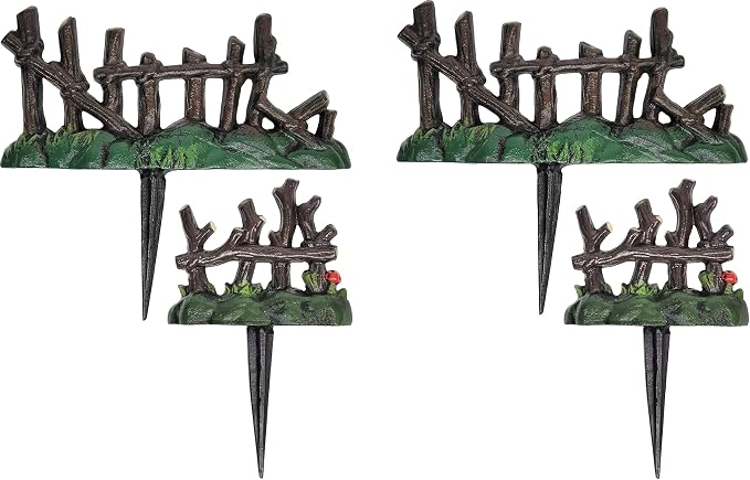 Lulu Decor, 100% Cast Iron Fairy Garden Fence Garden Decor Fairy Garden Accessories (4 Pc)