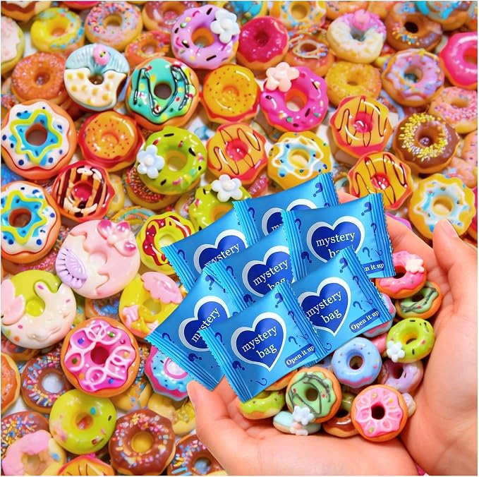 Mini Glow In The Dark Animal Resin Models, Resin Animals Mystery Bags, Individually Wrapped Blind Bags Tiny Animal Figurines, Collectible Mini Animals For Fairy Garden, DIY Crafts (50, Doughnut)