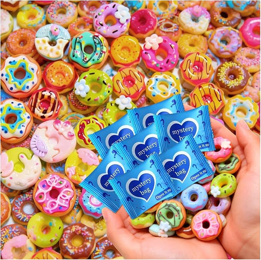Mini Glow In The Dark Animal Resin Models, Resin Animals Mystery Bags, Individually Wrapped Blind Bags Tiny Animal Figurines, Collectible Mini Animals For Fairy Garden, DIY Crafts (50, Doughnut)
