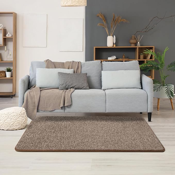 Chicrug Memory Foam 2x4 Small Runner Rugs for Hallway Entryway Bedroom | Modern Low-Pile Carpet Runner Rug for Kitchen, Throw Kids Rug for Bedside Dorm Room Decor, Brown and White