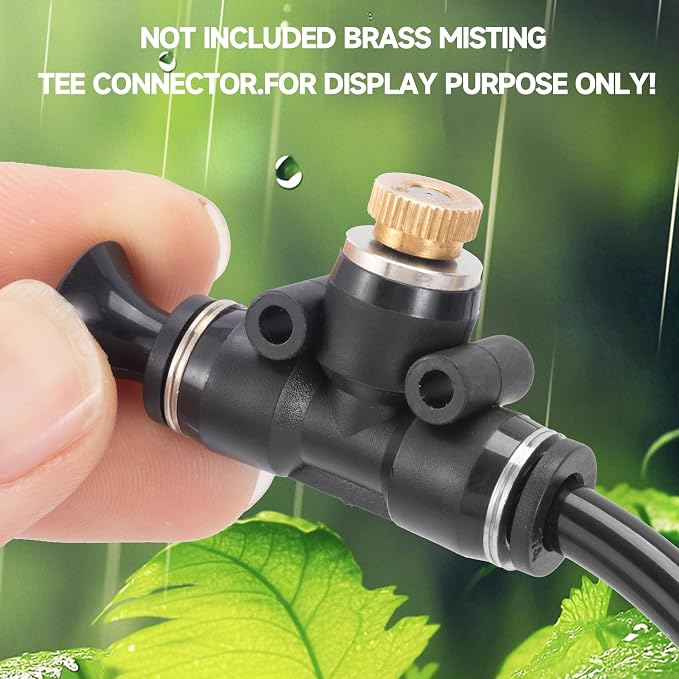 50 Pack Brass Misting Nozzles with 50Pc Brass Misting Nozzles O Ring, Heavy Duty Misting Nozzle 0.012" Orifice (0.3 mm)10/24 UNC for Outdoor Cooling System Dust Control