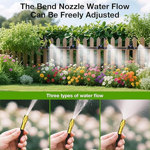 MIXC 200Ft 1/4" Drip Irrigation System,2026-Upgrade Garden Irrigation Kit with 32pcs Adjustable Copper Nozzles, Atomizing Watering System for Outdoor Plants,Raised Bed,Yard,Potted Plant,Lawn