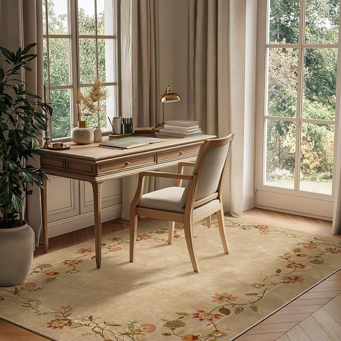 4x6 Washable Area Rugs for Entryway: Small Rug Non Slip Stain Resistant Low Pile Soft Faux Wool Throw Rugs for Bedroom Living Room Kitchen Bathroom Laundry Room Front Door Indoor Entry Home Office
