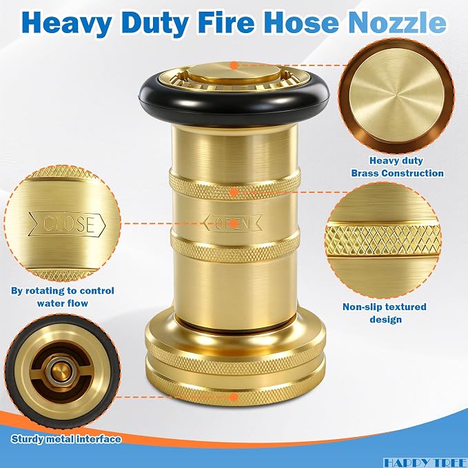 Happy Tree 2" NPSH Fire Hose Nozzle Brass Fire Equipment Heavy Duty Industrial Fog Nozzle