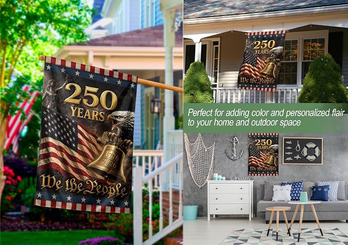 250 Years Of Freedom Flag, American Flag With Eagle, We The People Banner, Garden Flags For Outside, Two-sided Print, 250th Anniversary Patriotic Design, 250th Anniversary Usa Commemorative Flags 4 (30x40 Inch)