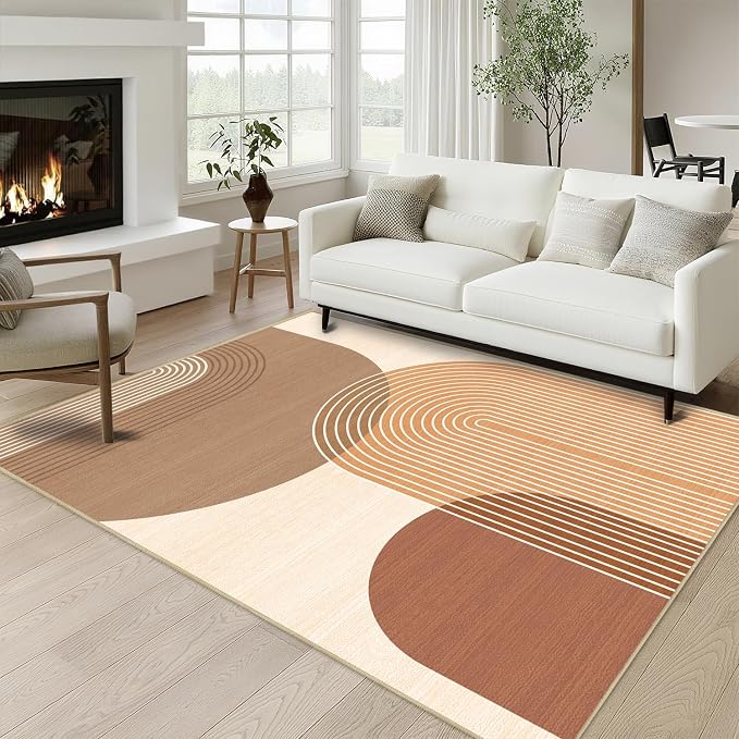 Boho Rug 3x5 for Living Room Bohemian Area Rugs Machine Washable Modern Geometric Rug Non Slip Printed Low Pile Indoor Floor Carpet for Kitchen Bathroom Bedroom,Orange