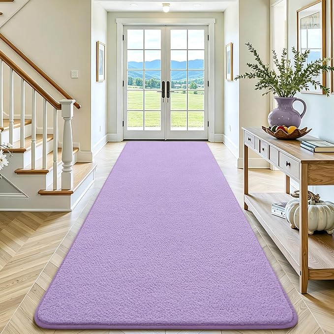 Keeko 2x6 Area Rugs for Living Room,Soft Washable Memory Foam Bedroom Rug | Indoor Throw Rug Low Pile Minimalist Non Slip Carpet for Kids Nursery Classroom Dorm Room Home Decor Purple