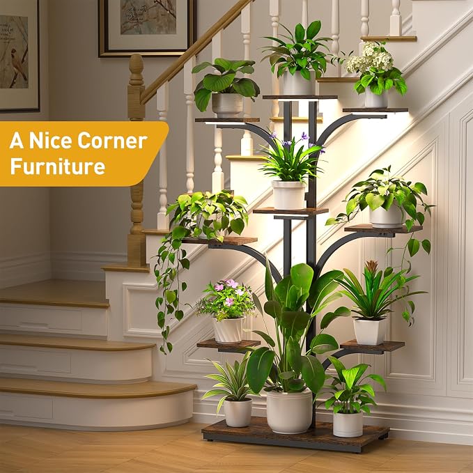 XCSOURCE Plant Stand Indoor with Grow Light, 9-Tiered Plant Shelf Display Rack Holder, Flower Stand for Multiple Plants, Living Room, Garden, Patio