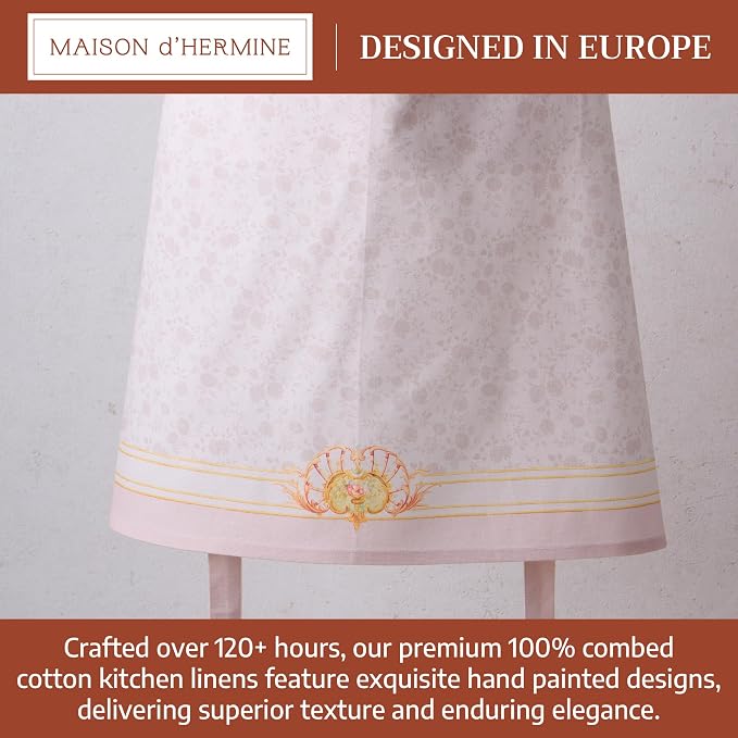 Maison d' Hermine Aprons for women with Pocket 100% Cotton (27.50"x31.50") | Adjustable Neck Strap & long ties Apron Men Chef Wedding Cooking Gardening Server Maid