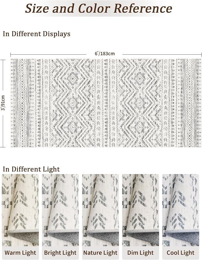 Miukiki 3x6 Runner Rug Washable Hallway Rug Non Slip Entryway Carpet Grey | Soft Low Pile 3x6 Rug for Kitchen Hallway Bedroom Living Room, Stain Resistant Foldable Rug Easy Care Carpet
