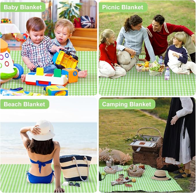 4 Pcs Disposable Outdoor Picnic Blankets 70.9''x70.9'' Portable Pocket Blanket Foldable Waterproof Picnic Mats Sandproof Beach Blanket with Ground Spikes for Beach Travel Hiking Camping