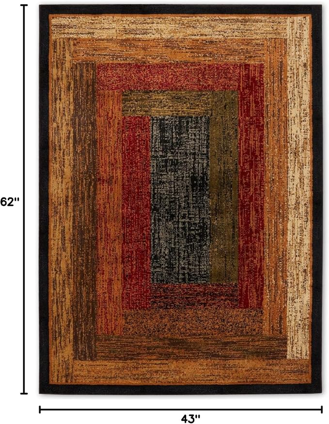 Home Dynamix Royalty Vega Contemporary Geometric Area Rug, Black/Brown, 43"x62"
