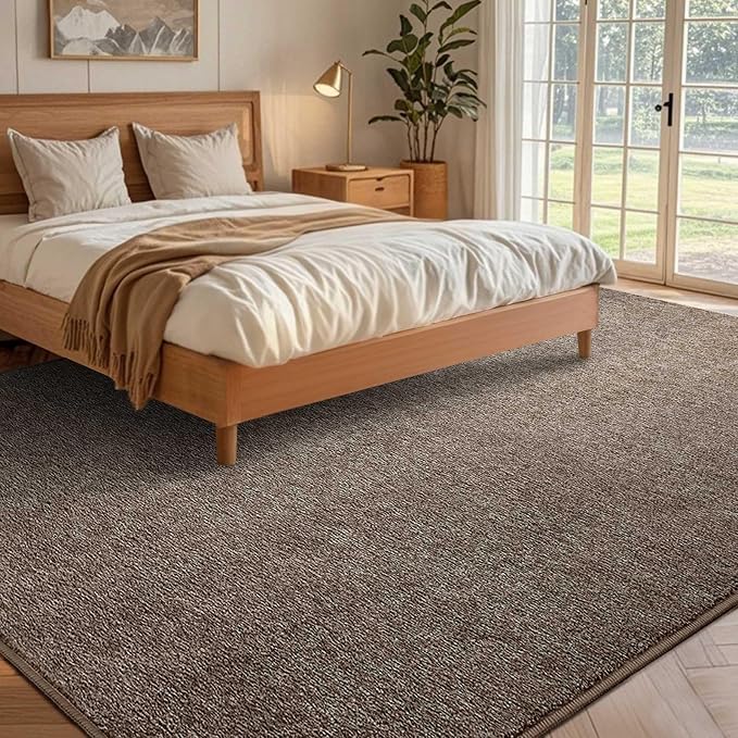 6x9 Large Brown/White Area Rug Non-Slip Washable for Living Room Bedroom | Soft丨Stays Put丨Low Pile Thin丨Lays Flat丨Kid & Pet Friendly丨Dorm丨Dining Room丨Nursery丨Playroom丨Indoor丨Laundry丨Carpet丨Home Decor