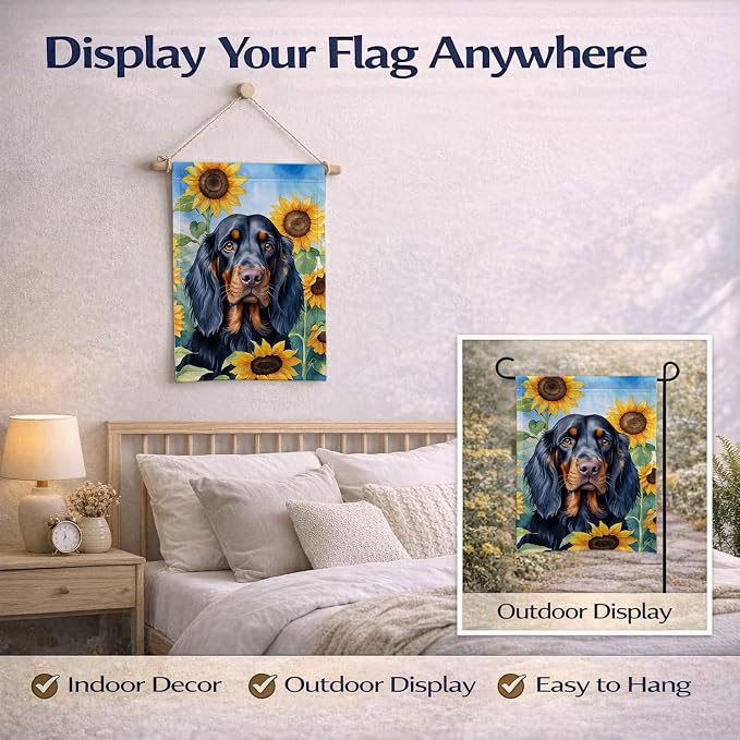 Caroline's Treasures DAC6090GF Gordon Setter in Sunflowers Garden Flag Mailbox Flag Decorative Yard Flag Banner Outside Patio Artwork Yard Flower Beds, Garden Size, Multicolor