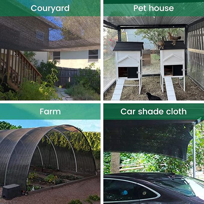 90% 30 X 50 FT Black Shade Cloth, Outdoor Sunblock Shade Cloth with Grommets, Durable Sun Shade Netting Shading Antifreezing for Patio, Garden, Plants Cover, Greenhouse, Barns, Dog Kennel