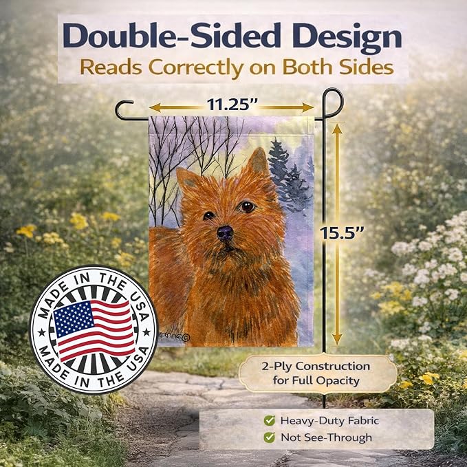 Caroline's Treasures SS1012GF Norwich Terrier Garden Flag Mailbox Flag Decorative Yard Flag Banner Outside Patio Artwork Yard Flower Beds, Garden Size, Multicolor
