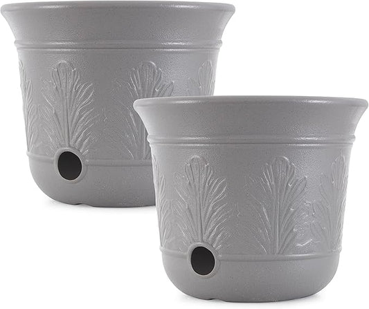 Suncast 2 Pack 300 Foot Heavy Duty 5 Gallon Decorative Plastic Hose Pot for Expandable and Lightweight Hoses, Ideal for Garden, Patio and Backyard Use