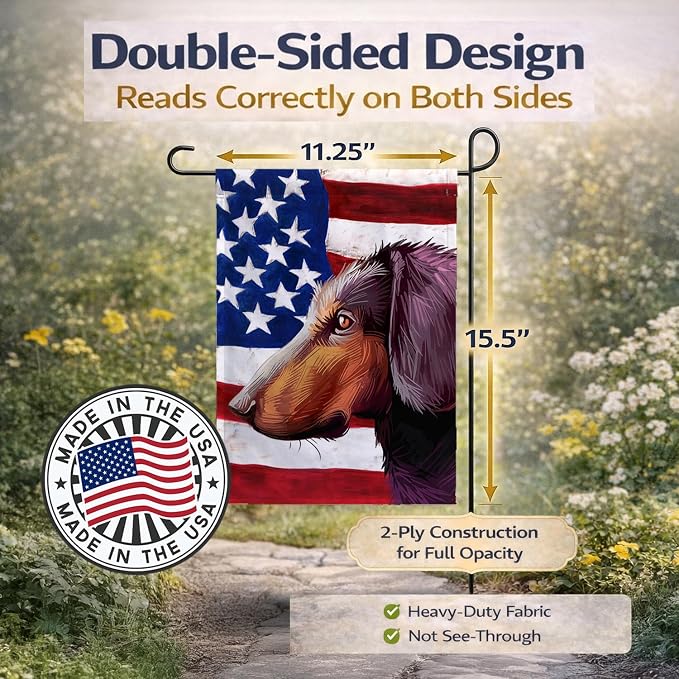 Caroline's Treasures CK6621GF Montenegrin Mountain Hound American Flag Garden Flag Mailbox Flag Decorative Yard Flag Banner Outside Patio Artwork Yard Flower Beds, Garden Size, Multicolor