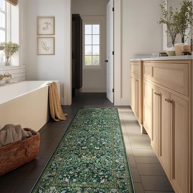 Washable Runners for Hallways Kitchen Rugs: 2'x6' Runner Rug Stain Resistant Non Slip Low Pile Soft Carpet Runners for Hallways Bedroom Kitchen Entryway Indoor Living Room Farmhouse