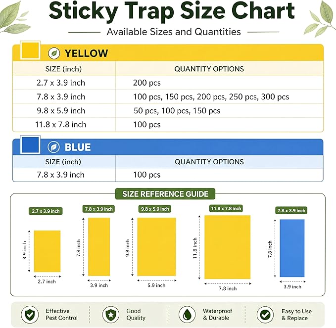 Qualirey 150 Pcs 9.8 x 5.9 Inch Large Yellow Sticky Traps for Gnats Double Sided Sticky Trap for Plant Whiteflies, Aphids, and Black Flies with Twist Ties, Indoor and Outdoor