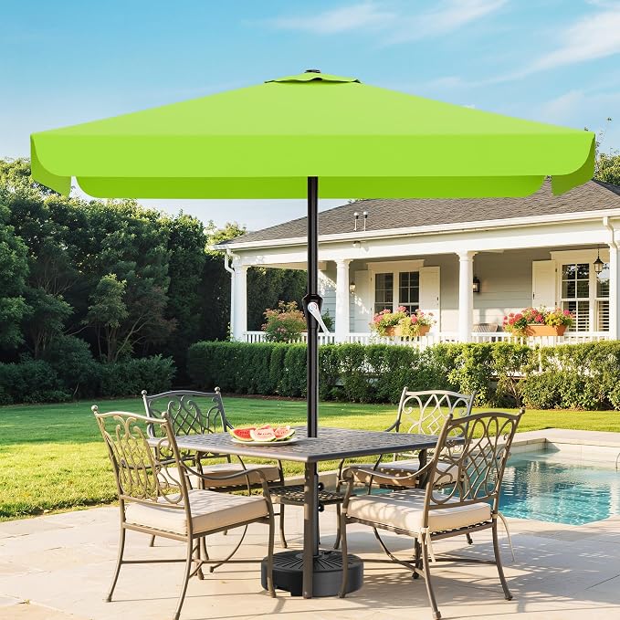 AreShark 8 X 10 FT Large Rectangular Patio Umbrella with Valance, Outdoor Table Market Umbrella w/Crank & 8 Ribs, Rectangle Outdoor Umbrellas for Garden, Deck, Yard and Poolside, Apple Green