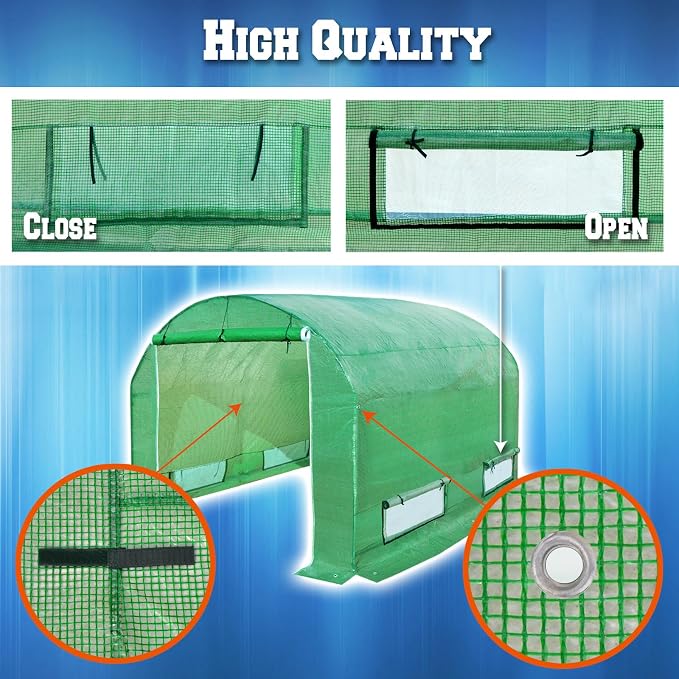 Greenhouse Replacement Covering for Outdoor Larger Hot Garden House , Support Arch Frame Climbing Plants/Flowers/Vegetables (10' X7'X6', Cover)