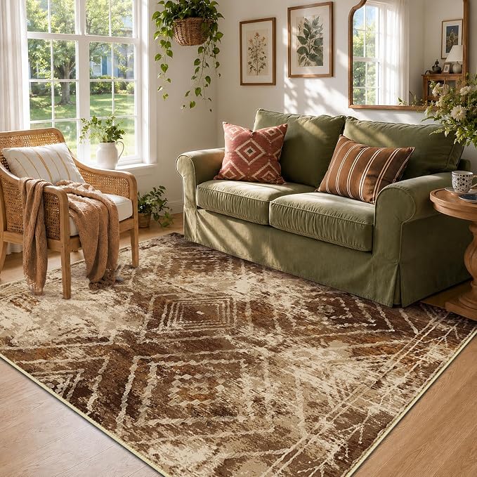 4'x6' Washable Area Rug for Living Room Bedroom Cow Print | Soft Western No Slip Low Pile Print Foldable Indoor for Kitchen Dining Room