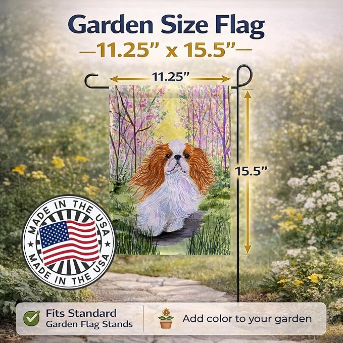 Caroline's Treasures SS8613GF English Toy Spaniel Garden Flag Mailbox Flag Decorative Yard Flag Banner Outside Patio Artwork Yard Flower Beds, Garden Size, Multicolor