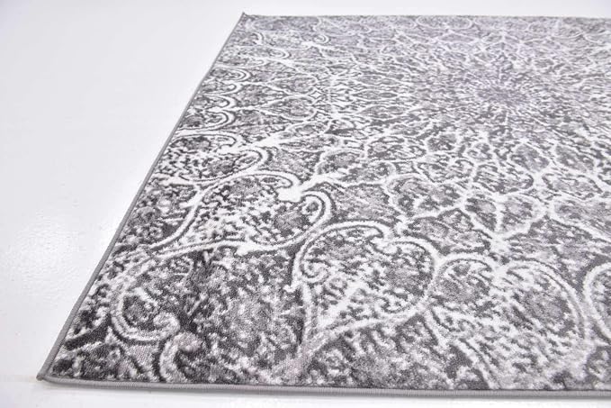 Unique Loom Sofia Collection Area Rug - Grace (6' 1" Square, Dark Gray/ Gray)
