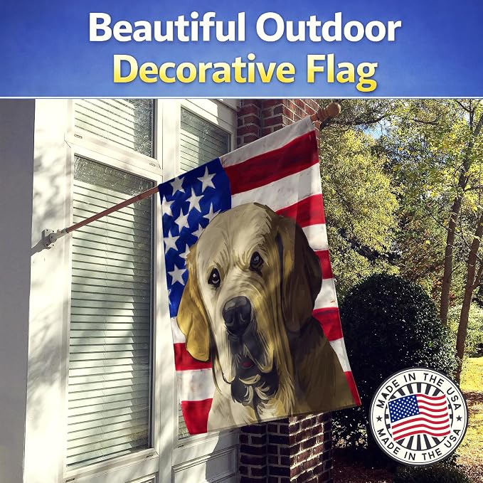Caroline's Treasures CK6718CHF Spanish Mastiff Dog American Flag House Flag Large Porch Sleeve Pole Decorative Outside Yard Banner Artwork Wall Hanging, Polyester, House Size, Multicolor