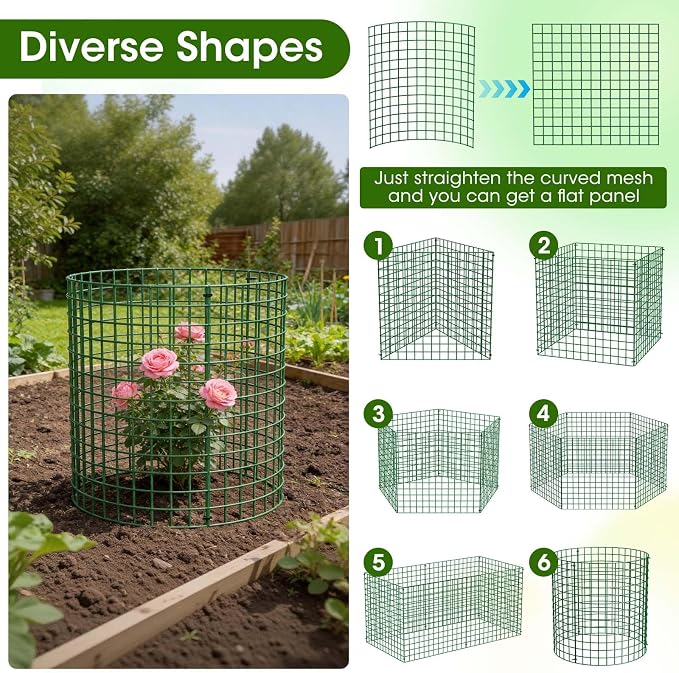 6 Pack Plant Protectors from Animals | 18PCS 13"x13" Metal Wire Mesh Garden Plant Cages for Gardening Supplies | Chicken Wire Cloche Plant Protectors for Rabbits Chickens Ducks