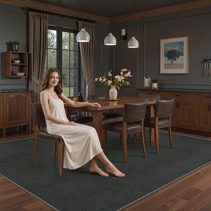 Valenrug Washable Rugs 5x7, High-Low Pile Area Rugs for Living Room, Black | Soft Fluffy Textured Design Non Slip & Lighweight, Folable, Stain Resistant Floor Carpet Rug for Bedroom, Dining Room, Office
