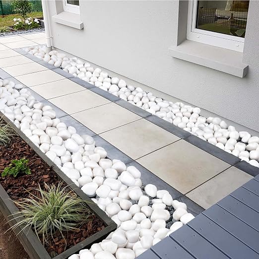 Pulovin 40 lbs White Rocks for Landscaping, 2-3 Inch Large White Rocks for Plants, Decorative Polished Stones for Garden, Walkways, Yard, Plants Pots, Vases, Crafts