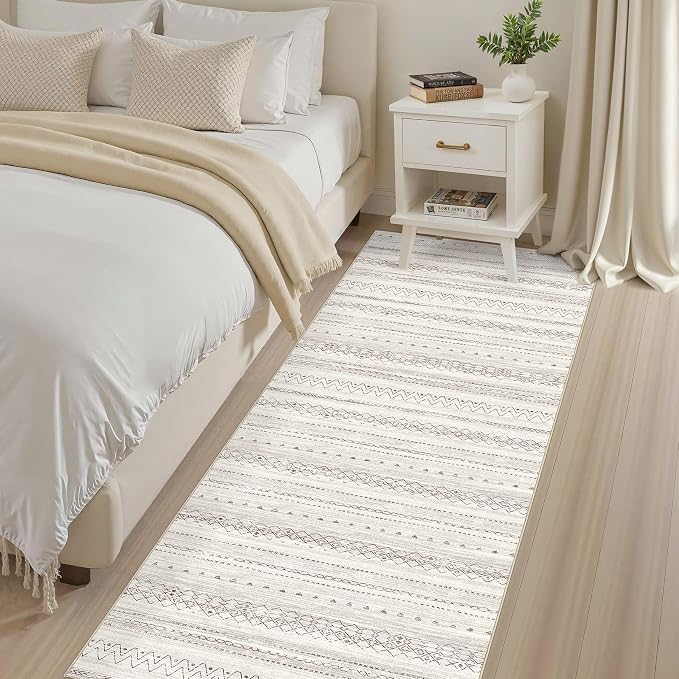 cotiled Hallway 2.6x8 Runner Rugs Washable Boho Rug Brown | Stain Resistan Indoor Carpet for Entryway Kitchen Laundry Room Bedroom