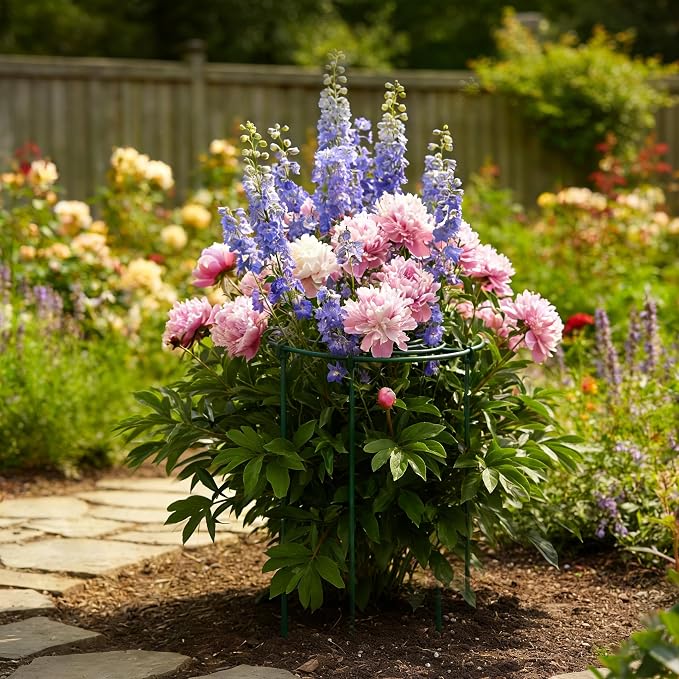DAYUMKOU 8 Pack Peony Cages and Supports, 11.5" D x 12" H Plant Supports for Outdoor Plants, Heavy Duty Metal Peony Support Cage Flower Support Rings for Rose Hydrangea Strawberry
