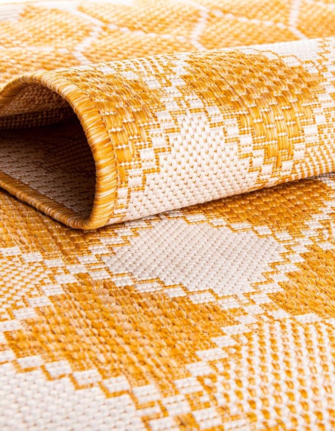 Unique Loom Outdoor Trellis Collection Area Rug - Traliccio (2' 11" x 10' Runner, Yellow/ Ivory)