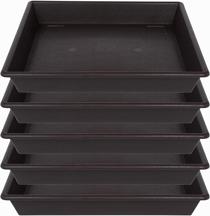 NIMYAU Square Plant Saucer 8 Inch 5 Pack, Plant Stand Plant Trays for Pots Heavy Duty Plastic Plant Saucers for Indoors Outdoors, Flower Pot No Holes Plant Lover Gardening Gifts