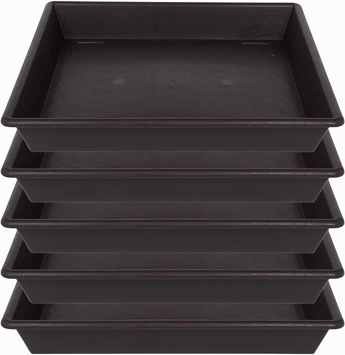 NIMYAU Square Plant Saucer 10 Inch 5 Pack, Plant Stand Flower Pot No Holes, Plant Trays for Pots Heavy Duty Plastic Plant Saucers for Indoors Outdoors Plant Lover Gardening Gifts