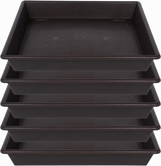 NIMYAU Square Plant Saucer 10 Inch 5 Pack, Plant Stand Flower Pot No Holes, Plant Trays for Pots Heavy Duty Plastic Plant Saucers for Indoors Outdoors Plant Lover Gardening Gifts