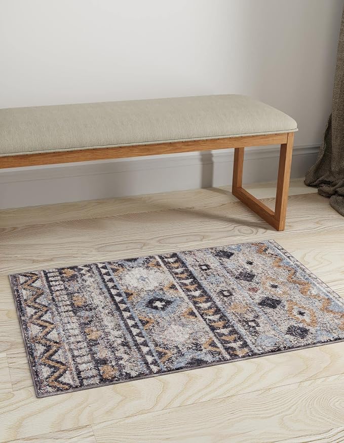 Unique Loom Eco Southwestern Collection Area Rug - Tubac (Rectangular 5' 3" x 8' 0", Khaki Gray/Black)