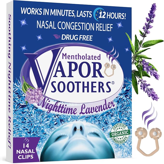 Nasal Dilators for Breathing by Vapor Soothers | Snore Reducing | Anti Snoring Aid for Better Sleep | Drug-Free Nasal Congestion Relief | Nighttime Lavender, 14 Count