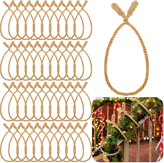 Zhengmy 40 Pcs 25 Inch Extra Long Christmas Garland Ties Christmas Decorative Twist Ties for Banister Reusable Flexible Twist for Holiday Xmas Home Decorations Craft Wrapping (Gold)
