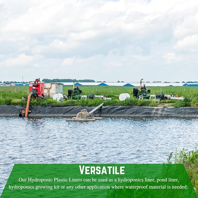 FPS - Dura-Smooth Hydroponics Plastic Liner 20 mil Black/White - Hydroponic Growing Kit, Hydroponic Liner, Hydroponics, Hydroponic Growing, Pond Liner, Durasmooth (24' x 10')