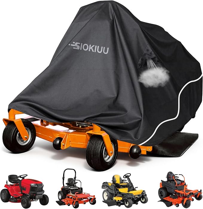 Zero Turn Mower Cover Heavy Mower Duty Riding Tractor Covers Shed Outdoor Lawn Mower Storage Accessories Fits Decks up to 60", 600D Polyester Oxford