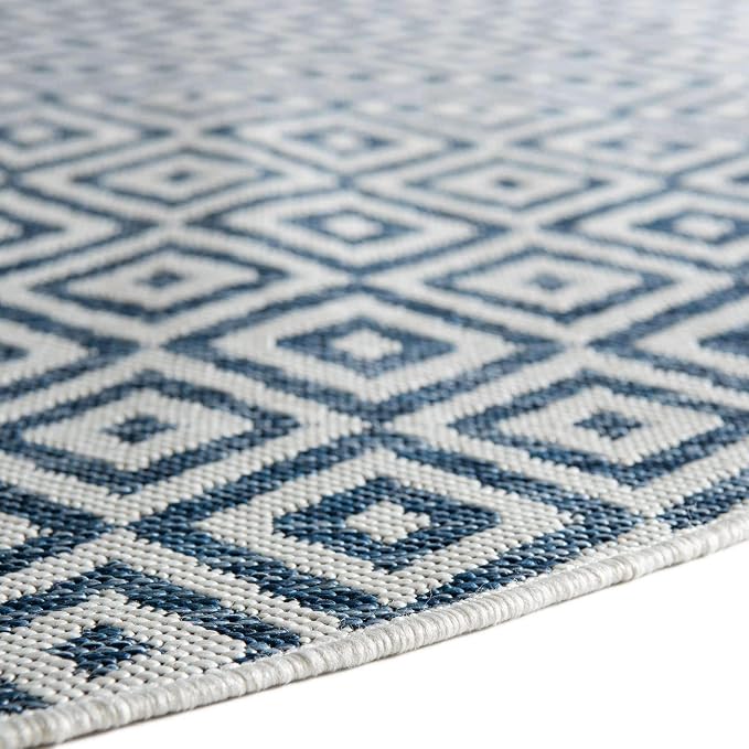 Unique Loom Jill Zarin Outdoor Collection Area Rug - Costa Rica (4' 1" Round, Blue/ Ivory)